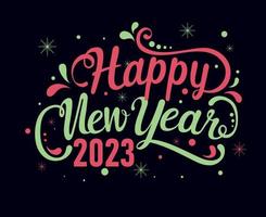 contento nuovo anno 2023 vacanza astratto vettore illustrazione design rosa e verde con nero sfondo