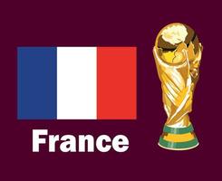 Francia bandiera emblema con trofeo mondo tazza finale calcio simbolo design latino America e Europa vettore latino americano e europeo paesi calcio squadre illustrazione