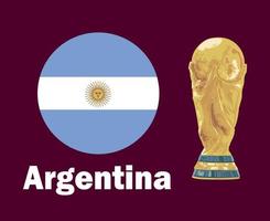 argentina bandiera con mondo tazza trofeo finale calcio simbolo design latino America e Europa vettore latino americano e europeo paesi calcio squadre illustrazione