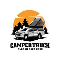 camper camion con superiore tenda logo vettore