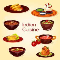 indiano cucina cibo, thali piatto e dolci vettore