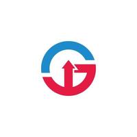 lettera g movimento freccia su geometrico colorato logo vettore