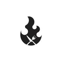 forchetta coltello silhouette caldo fuoco Fumo simbolo vettore