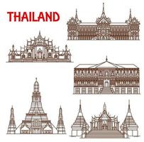 Tailandia bangkok architettura facciate linea icone vettore