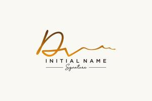 iniziale dv firma logo modello vettore. mano disegnato calligrafia lettering vettore illustrazione.