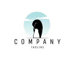 pinguino silhouette logo con madre e bambino Visualizza isolato bianca sfondo. migliore per distintivo, emblema, icona, etichetta design e per marino animale industria. a disposizione nel eps 10. vettore