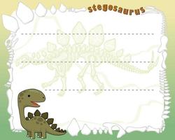telaio confine di vettore dinosauro cartone animato per bambini festa invito carta modello