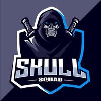 cranio squadra con pistola portafortuna esport logo vettore