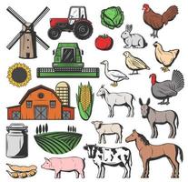 bestiame azienda agricola animali e agricoltura raccolta vettore