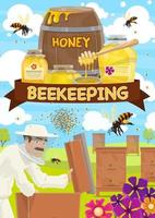 apicoltura, botti di miele e orticaria vettore