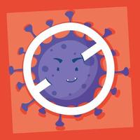 coronavirus con personaggio comico simbolo proibito vettore