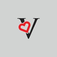 logo cuore lettera v. bellissimo vettore amore logo design. v amore schema creativo lettera design