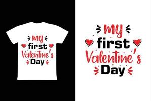 mio primo San Valentino giorno maglietta disegno, San Valentino giorno maglietta design modello vettore