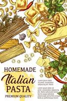 italiano pasta cucinando, vettore schizzo ingredienti