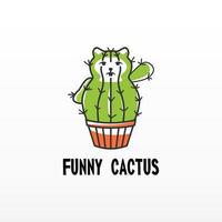 cactus fiore nel pentola piace gatto Immagine grafico icona logo design astratto concetto vettore scorta. può essere Usato come simboli relazionato per animale o pianta.