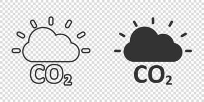 co2 emissione icona nel piatto stile. nube disastro vettore illustrazione su bianca isolato sfondo. ambiente cartello attività commerciale concetto.