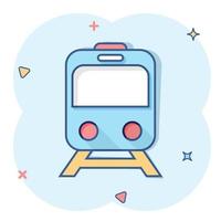 la metropolitana icona nel comico stile. treno metropolitana cartone animato vettore illustrazione su bianca isolato sfondo. Ferrovia carico spruzzo effetto attività commerciale concetto.