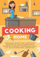 casalinga cucinando a casa cucina vettore