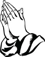 nero e bianca preghiera mano. religione simbolo. vettore illustrazione