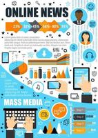 in linea notizia e massa media vettore infografica