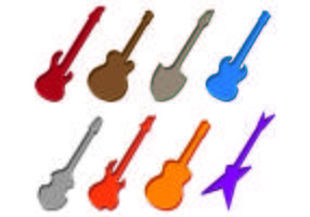 Set di icone di caso chitarra vettore