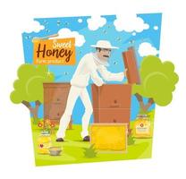 apicoltura apiario, api e apicoltore vettore