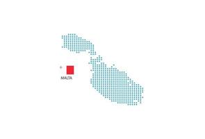 Malta carta geografica design blu cerchio, bianca sfondo con Malta bandiera. vettore