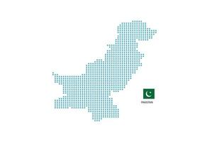 Pakistan carta geografica design blu cerchio, bianca sfondo con Pakistan bandiera. vettore