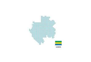 Gabon carta geografica design blu cerchio, bianca sfondo con Gabon bandiera. vettore