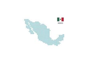 Messico carta geografica design blu cerchio, bianca sfondo con Messico bandiera. vettore