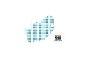 Sud Africa carta geografica design blu cerchio, bianca sfondo con Sud Africa bandiera. vettore
