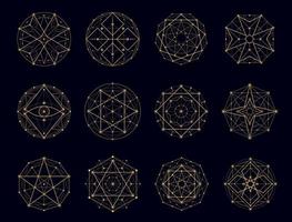 sacro geometria esoterico, Magia, alchimia simboli vettore