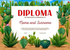 bambini diploma messicano spinoso cactus succulente vettore