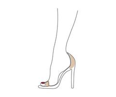 un' donna di piede nel un' sandalo, scarpe con un' tacco disegnato con un' monolinea, uno linea arte, contorno. logo di un' donna, scarpa memorizzare vettore