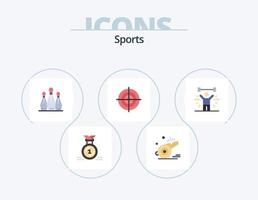 gli sport piatto icona imballare 5 icona design. strategia. obbiettivo. calcio. sport. birillo vettore