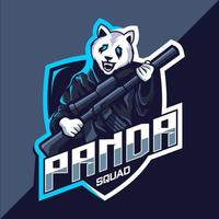 panda squadra con pistola portafortuna esport logo design vettore