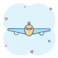 aereo icona nel comico stile. aereo cartone animato vettore illustrazione su bianca isolato sfondo. volo aereo di linea spruzzo effetto attività commerciale concetto.