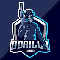 gorilla squadra esport logo design vettore