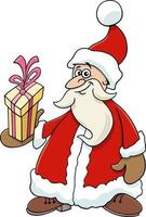 cartone animato Santa Claus con regalo su Natale tempo vettore