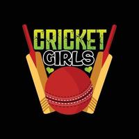 cricket ragazza vettore maglietta design. cricket maglietta design. può essere Usato per Stampa tazze, etichetta disegni, saluto carte, manifesti, borse, e magliette.