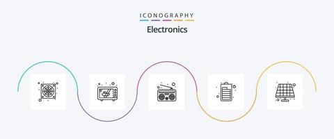 elettronica linea 5 icona imballare Compreso . Radio. solare. batteria vettore