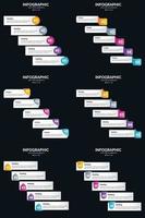 vettore 6 infografica imballare presentazione diapositiva modello 5 passaggi ciclo diagrammi e linea del tempo