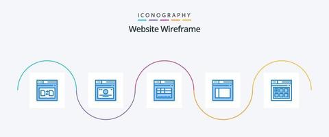 sito web wireframe blu 5 icona imballare Compreso . pagina. Link veloci. ragnatela. ragnatela vettore