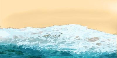 Ciao estate. realistico oceano onde e spiaggia. orizzontale bandiera per pubblicità e estate sconti vettore