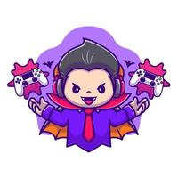 carino dracula gioco cartone animato vettore icona illustrazione. Halloween gioco icona concetto isolato premio vettore. piatto cartone animato stile