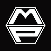 mp logo monogramma con esagono forma su e giù design modello vettore