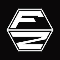 fz logo monogramma con esagono forma su e giù design modello vettore
