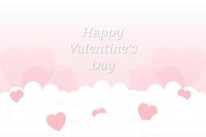 illustrazione rosa cuore forma su nuvole con amante San Valentino giorno concetto carta design vettore