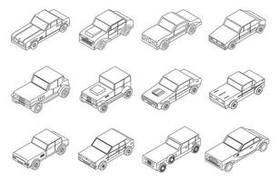 auto vecchio icone impostato vettore schema