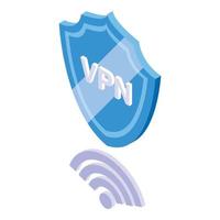 vpn scudo icona isometrico vettore. server Rete vettore